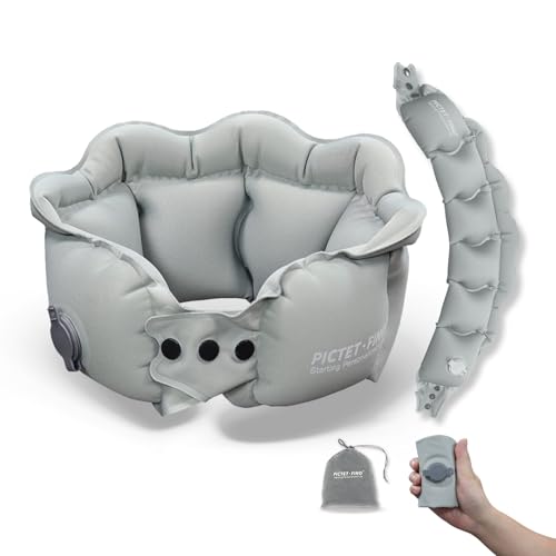 Almohada Inflable Ajustable para Cuello de Viaje Gris miniatura 1