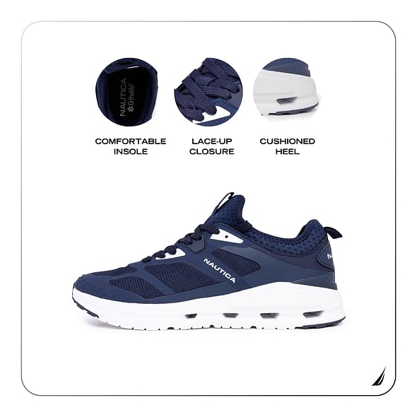 Nautica Mens Running Sneakers Sport Fashion Lace-Up Athletic Soft Shoes for Gym Tennis Men – Cushioned, Breathable, Lightweight & Comfortable