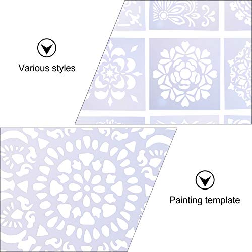 EXCEART 9 Pcs Estênceis de Pintura de Mandala de Plástico Pontilhados Modelos de Desenho Estênceis p