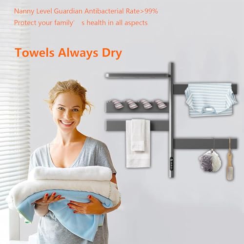 Toallero calefaccionado programable negro con control de temperatura inteligente 3