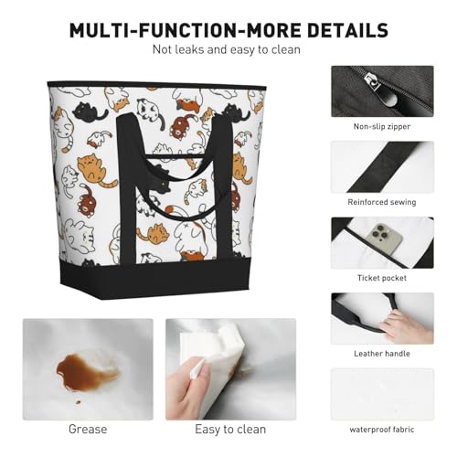 Cute Kitten Cats Pattern Premium Insulated Tote Bag – Heavy-Duty Handles, Perfect For Supermarket Trips, Picnics & Daily Commute4
