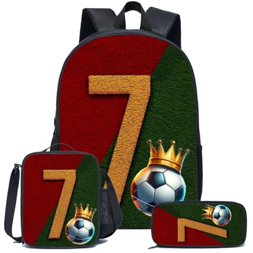 Conjunto de mochila de superestrelas do futebol de grande capacidade de 43 cm com estilo moderno e personalizado 3 em 1 é requintadamente projetada e amplamente aplicável, tornando-a uma escolha ideal