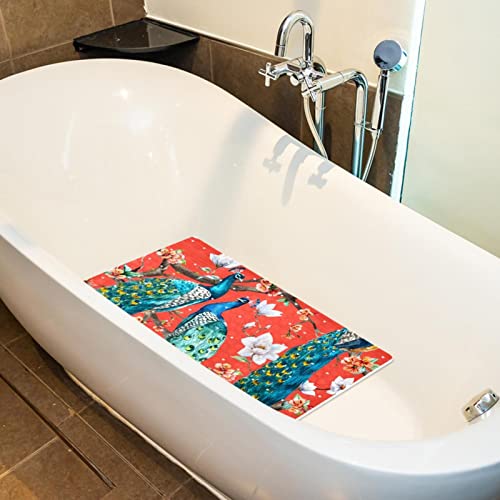 Tapis de douche paons pour une salle de bain colorée lavable