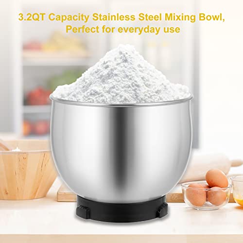 Kitchen in the box Stand Mixer,3.2Qt Small Electric Food Mixer,6 Speeds Portable Lightweight Kitchen Mixer for Daily Use with Egg Whisk,Dough Hook,Flat Beater (Black) by Kitchen in the box - Image 7