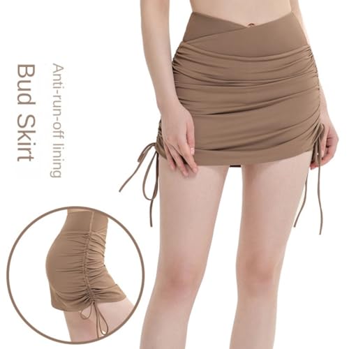 Saia feminina de tênis colado ao corpo com shorts embutidos amarrados com cordão nas laterais mini g