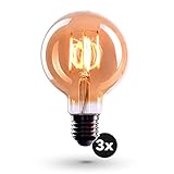 TÜV GEPRÜFTE QUALITÄT: Wunderschöne nostalgische LED Deko Glühbirne aus goldenem Glas im Edison Design. Geliefert aus Deutschland mit 19% ausgewiesener MwSt. und deutschem Support. Ideal als Zimmerlampe, im Schlafzimmer, Wohnzimmer, oder Nachtlicht Glühbirnen.