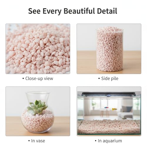 Image of HappyFiller 2-5mm Light Pink Pea Gravel,Fairy Garden Mini Rocks,0.88 LB | Terrarium Decor Pebble Stones,Succulent Caucts Planter Topper Dressing,Indoor Plants Granules,Aquarium Fish Tank
