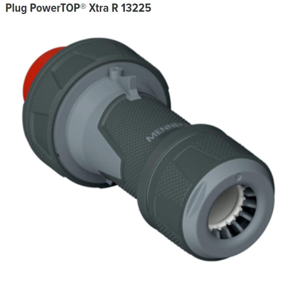 Mennekes 101200149 Clavijas Power Top XTRA, Tomas de Corriente CEE, 400 V, 50-60 Hz, 125 A, 5 Polos, IP 67, Rojo
