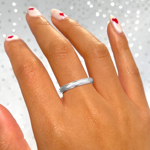 ALEXTINA 3mm Silver Gold Wedding Band for Women Men, Dainty Thin Stacking Rings Non Tranish, Fidget Rings Anxiety Rings Spinner Ring for Stess Relief Size 5-124