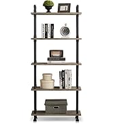Ivinta Industrial Bookshelf Metal Bookcase, Storage Shelf Plant Shelf Vintage Kitchen Shelves, Fa...