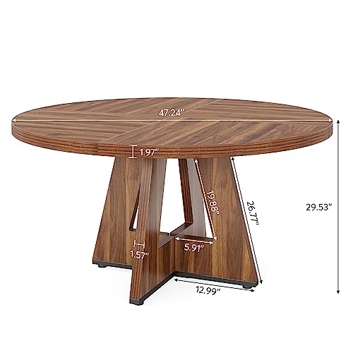 Tribesigns Round Dining Table for 4, 47 Inch Farmhouse Kitchen Table Small Dinner Table Wood Kitchen Dinning Table for Dining Room Kitchen,Living Room - Thumbnail 2