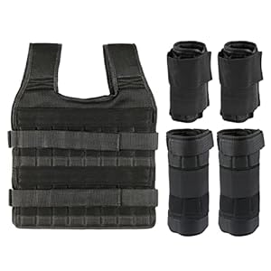 35kg Weight Vest with 6kg Leg and 5kg Arm Weights, Adjustable Training Vest with 32 Pockets, Mesh Fabric, Shock-absorbing Shoulder Straps
