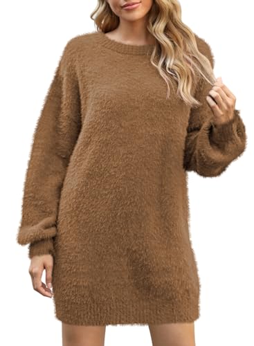 Cutiefox Sweater Dresses for Women Oversized Puff Sleeve Knit Long