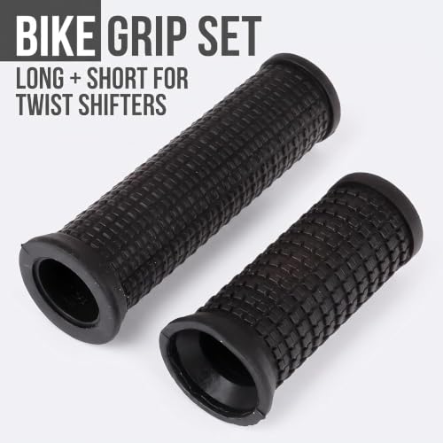 2PCS Bike Long/Short Handlebar Grips para Palancas de Giro, Antideslizante y Antishock para MTB, Piezas de Ciclismo, Manoplas de Goma Suave Negras miniatura 3