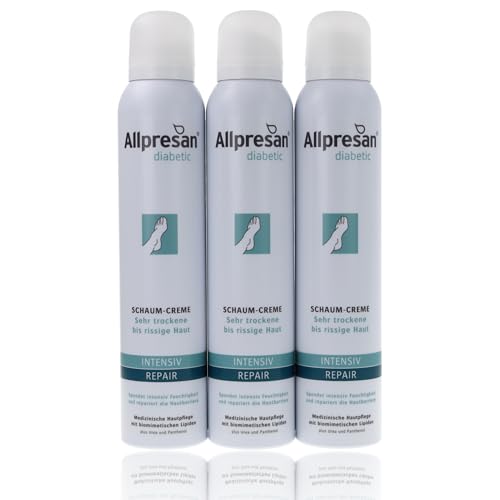 Allpresan Diabetic Intensief + Repair schuimcrème met ureum, bij diabetes mellitus, voor zeer droge tot gebarsten voethuid, 200 ml (verpakking van 3 stuks)