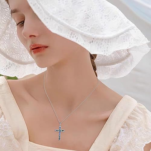 YAFEINI Religious Cross Pendant Necklace Sterling Silver Abalone Shell Cross Pendant Gifts for Women Men Jewelry2