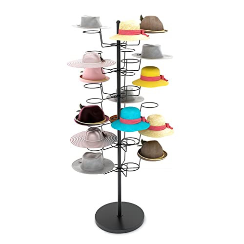 Présentoir à chapeaux rotatif 360 pour rangement commerce marché et maison en métal
