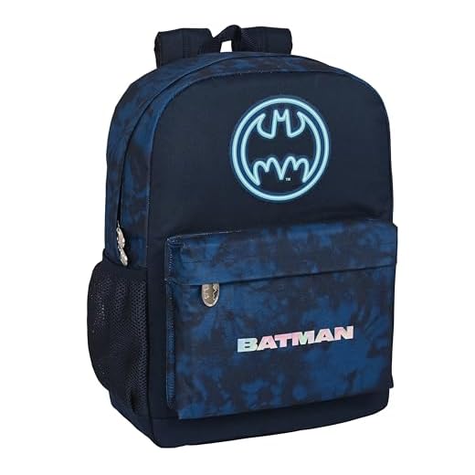Safta BATMAN LEGENDARY - Mochila Escolar, Adaptable a Carro, Ideal para Niños de Diferentes Edades, Cómoda y Versátil, Calidad y Resistencia, 32x14x43 cm, Color Azul Marino