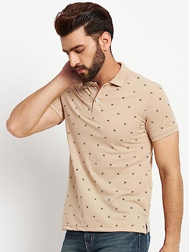Image of Men's Cotton Half Sleeves Printed Polo T-shirt-POLO105