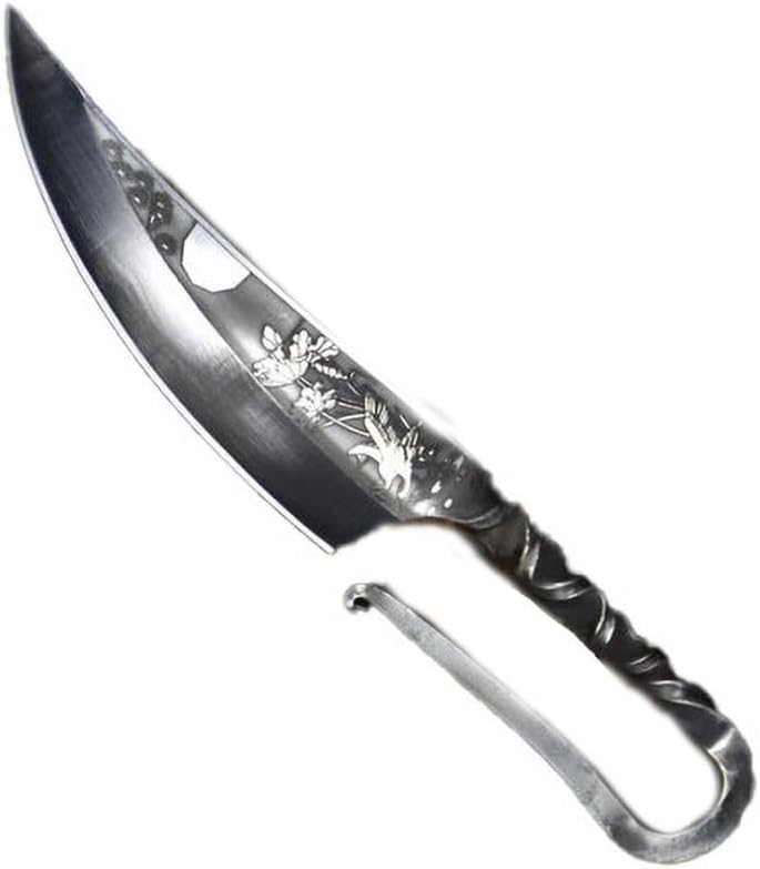 Meat Cleaver,Cleaver Knife 6 Inch Handmade Viking Knives 7Cr17MoV High Carbon Steel Hunting Machete Lotus Veins Utility Kitchen Knives Steel Handle, LAMAJIGA5844