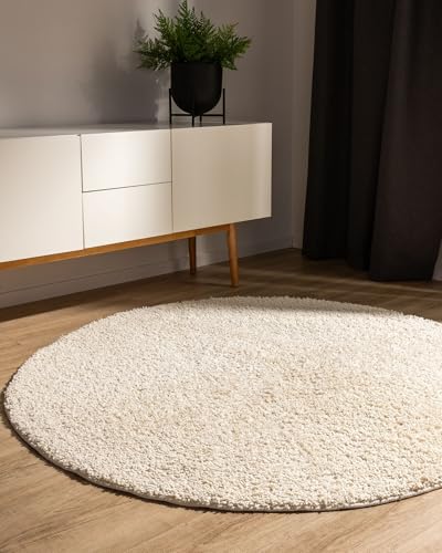 benuta Basic Tappeto salotto a pelo alto Sohari - Crema 80 cm Rossoondo - Minimalista - Morbido lavabile - Camera letto, corridoio, sala pranzo, soggiorno - Pavimento riscaldato