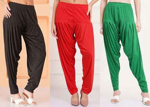 Image of Buy That Trendz Patiyala Pants for Women 3 Combo Patiyala Salwar Harem Viscose Bottoms Pants for Womens
