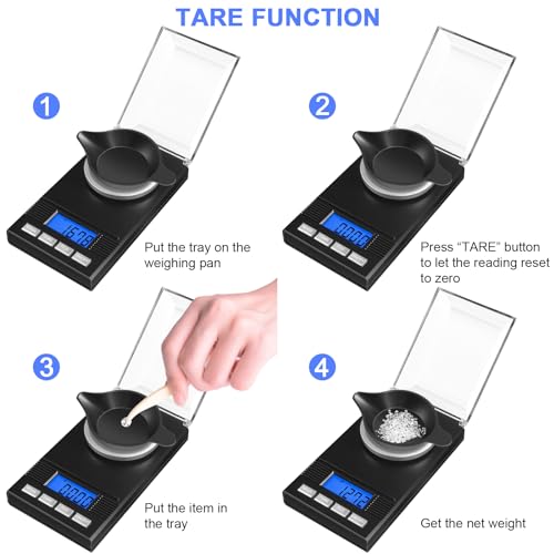 Fuzion Milligram Scale 50g/0.001g, Portable Jewelry Scale .001 Gram Accuracy, Mg Scale, Powder Scale, Microgram Scale, Milligram Scale for Powder Medicine with Tray/Tweezers/Calibration Weight