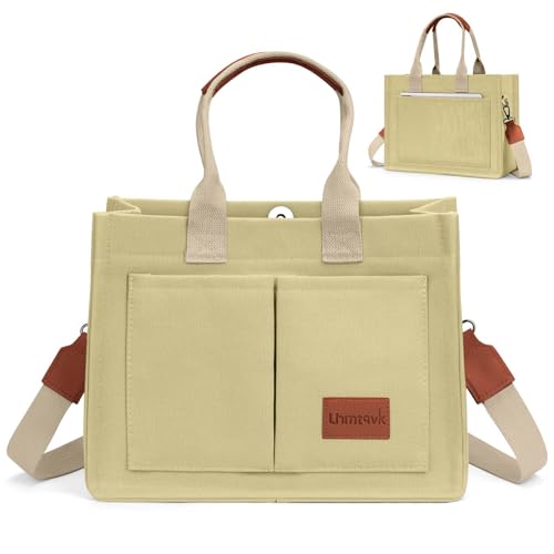 LHMTQVK Canvas Tote Bag for Women, Work & Bible Study Handbag,Khaki