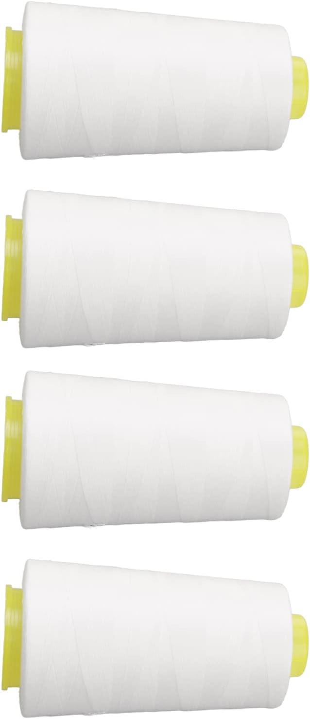 White Serger Thread, Polyester White Threads, Serger Threads Cones Spools for Daily Quilting, Piecing, Overlock, Machine Sewing