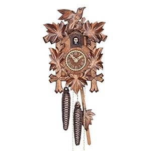 Trenkle Cuckoo Clock Five Leaves with Bird, 1 Day Running time, Walnut
