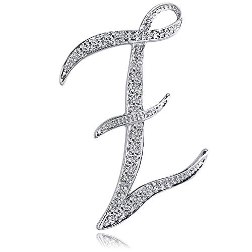 ETHOON Letter Brooch Pins Initial Personalized Crystal Rhinestone Brooch for Women Men Crafts Silvery Z