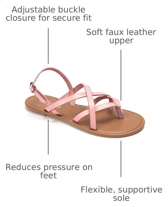 Image of Colgo Women's Summer Strappy Flat Sandals, Adjustable Casual Fisherman Sandal with Open Toe Slingback Gladiator Sandals