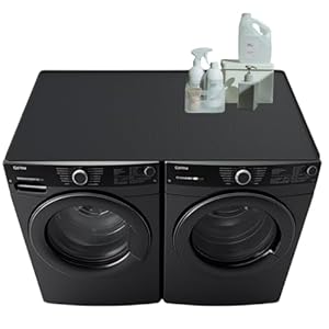 51” x 25.6” Washer and Dryer Covers for the Top, Silicone Washing Machine Cover, Dryer Top Protector Mat, Washer Dryer Countertop, Perfect for Laundry Room, Kitchen, Home Use, Black 1Pack