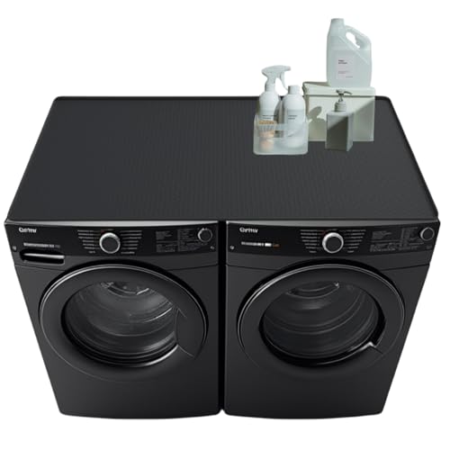51” x 25.6” Washer and Dryer Covers for the Top, Silicone Washing Machine Cover, Dryer Top Protector Mat, Washer Dryer Countertop, Perfect for Laundry Room, Kitchen, Home Use, Black 1Pack