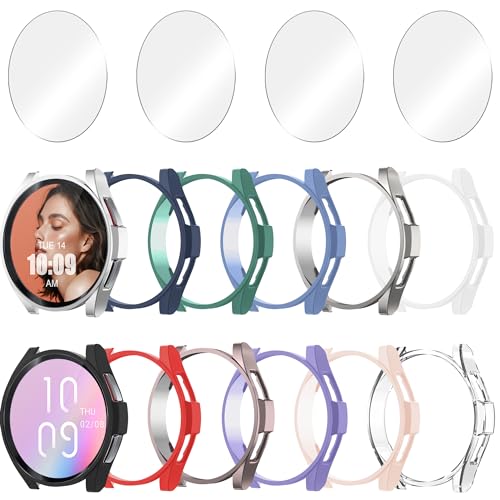 Bougraite 12+4 Pack Case for Samsung Galaxy Watch 6 Classic 47mm with Tempered Glass Screen Protector, Waterproof Hard PC Scratch Resistant Protective Cover Compatible with Galaxy Watch 6 Classic 47mm