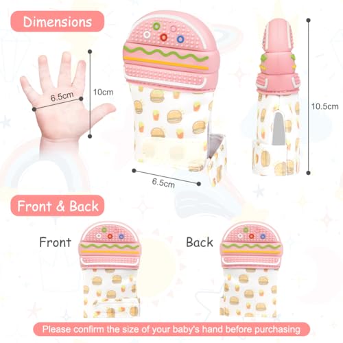 Image of 2Pack Silicone Teething Mitt, Hamburger Baby Teething Toy for 0-6 6-12 Months, Food Grade Silicone Infant Teething Mitten, BPA-Free Baby Chew Toys for Pain Relief, Sucking Needs