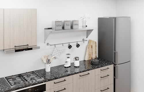 Image of AmGood 14 inch x 48 inch Stainless Steel Wall Shelf | Appliance & Equipment Metal Shelving | Kitchen, Restaurant, Garage, Laundry, Utility Room | Heavy Duty | Squared Edge | NSF