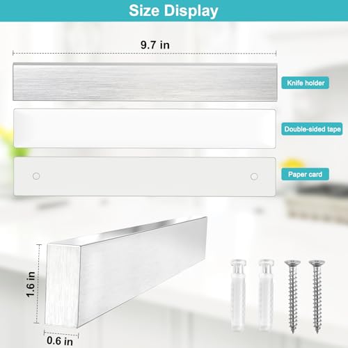 Magnetic Knife Holder for Wall, No Drilling Magnetic Knife Strip Adhesive Knife Holder Magnet Knife Bar, Wall Mount Knife Rack Block Metal Tool Holder for Utensils RV Kitchen Organization, 10 Inch