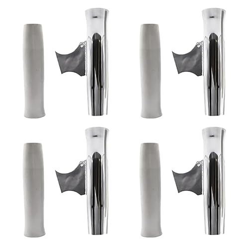 Marine City Adjustable Fishing Rod Holder - Aluminum Flared Weld-on Vinyl Insert, Length 10 Inches, Diameter 1-7/8 Inches, Ideal for Marines, Boats, Ships and Yachts (4 PCS)