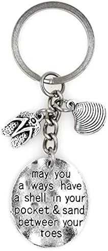 Keychain Beach Gift Ocean Palm Tree Sunshine Moving Away Florida Retirement Vacation Travel Umbrella Sea May You Always Have a Shell in Your Pocket and Sand Between Your Toes Sandals Shell 108F image 3