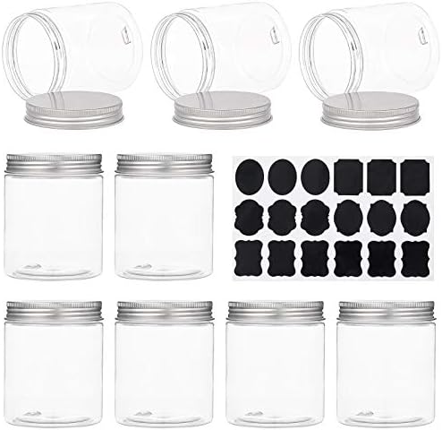 BENECREAT 12 Pack 2oz/60ml Column Plastic Clear Storage Containers Jars Organizers with Aluminum Screw-on Lids, Portable for Travel Cosmetics Body Care, DIY Small Arts Crafs Beads, Dry Food Snacks