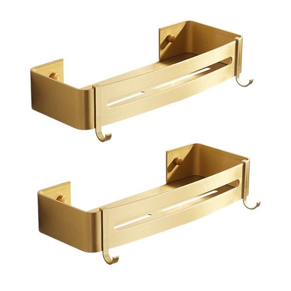 SDGBCXD bathroom shelves, Wall Mounted Aluminum Storage Shelf for Gel, Shampoo, and Kitchen Seasoning Bottles(Square Shelf 2)