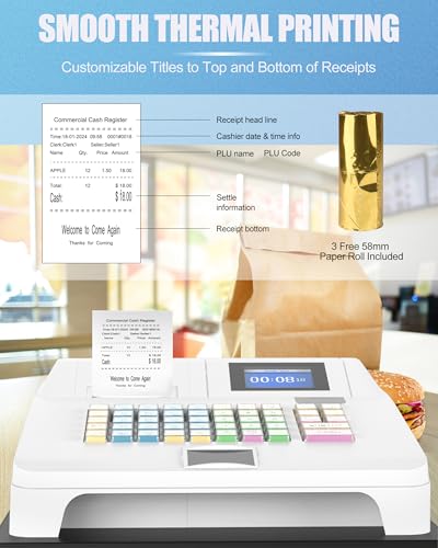 Perfiware Caixa registradora para pequenas empresas com scanner (HS1000) e gaveta de dinheiro removí