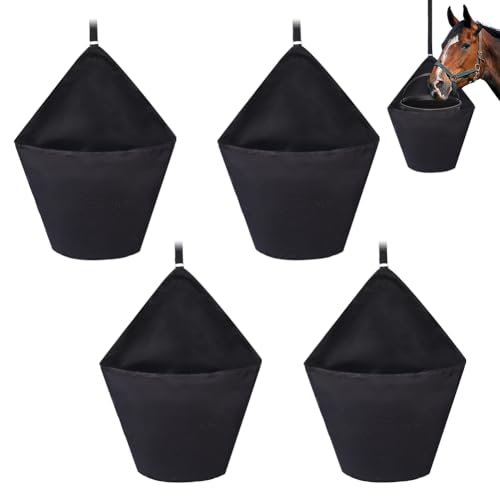 WEBEEDY 4 bolsas de alimentación para caballos, bolsa colgante para cubo de agua, organizador colgante de remolque de caballos con correa para uso estable de pastos de granero, suministros de