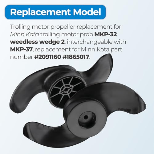 GRONGU MKP-32 Trolling Motor Propeller Replacement for Minn Kota Weedless Wedge 2 Prop #1865017#2091160, Weedless Wedge Prop Fits 3-5/8\" Motor Diameters, Trolling Motor Replacement Parts