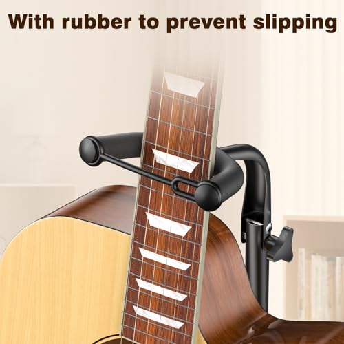 Image of New Bee Guitar Stand, Height Adjustable Foldable Guitar Stand with Secure Support for Acoustic, Electric, Bass and Banjos, Load Capacity 20LB