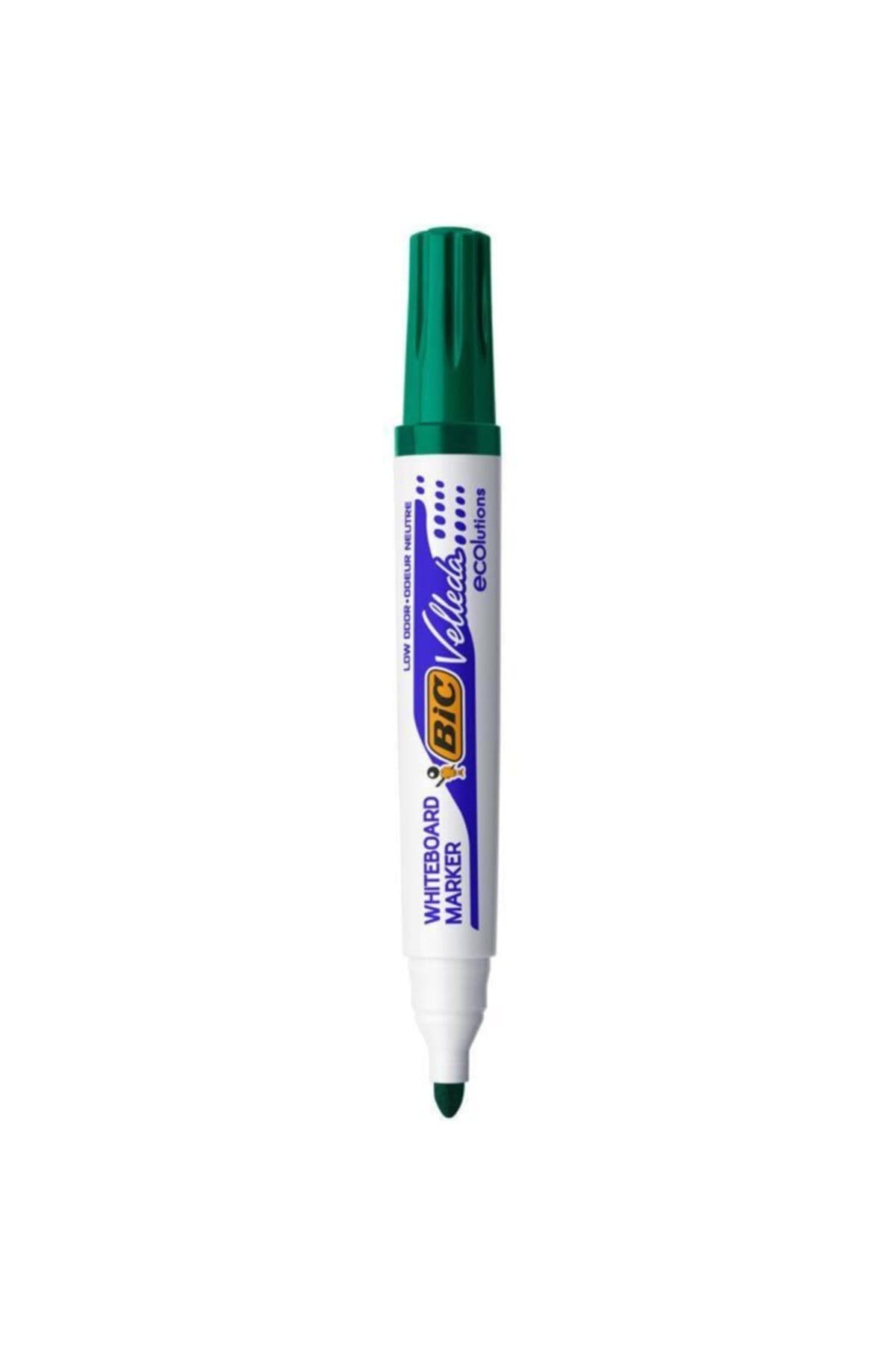 VELLEDA 1701 ECOLUTION - Lote de 3 rotuladores de pizarra blanca borrable en seco con punta ovalada grande, color verde