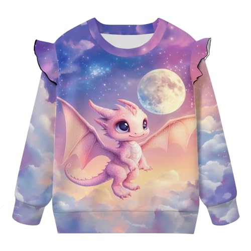 Toddler Sweatshirt Pink Long Sleeve Shirt for Girls Graphic Crewneck Pullover Tee Tops Fall Clothes 1T-8T