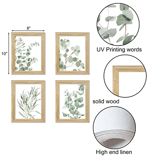 Botanical Plant Canvas Wall Art: Bohemian Framed Green Eucalyptus Picture Print, 4 Piece Watercolor Leaf Poster For Bedroom Living Room Decor #TOP5