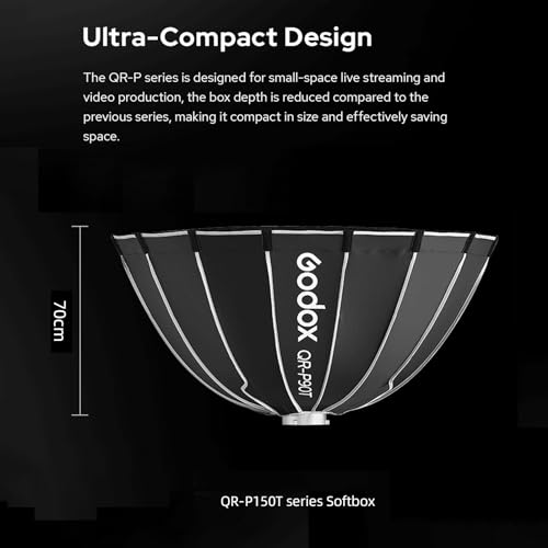 Godox QR-P150T Softbox parabólico de 150 cm/59 Pulgadas, liberación rápida con Soporte Bowens estándar y difusores para Flash Speedlite fotografía de luz Continua Retrato - imagen 6
